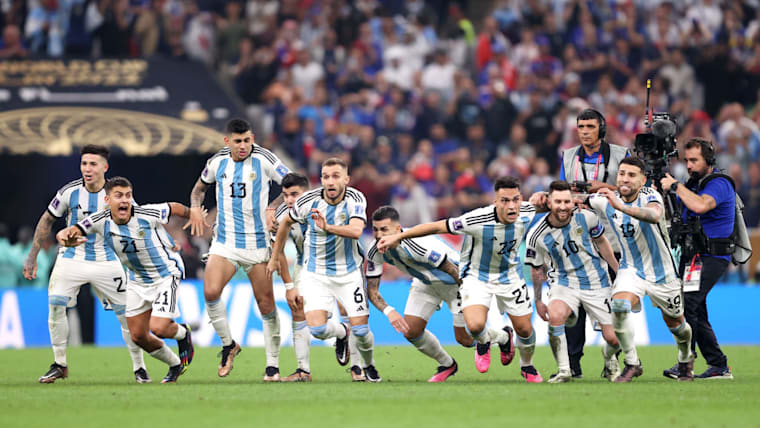 Potret selebrasi Tim Nasional Argentina, saat Lionel Messi dkk mencatatkan sejarah juara